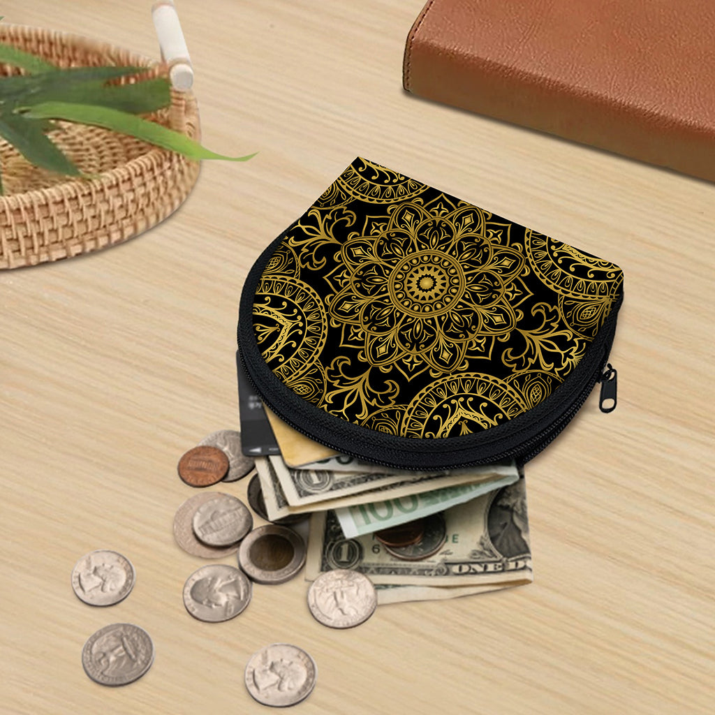 Gold And Black Mandala Print Coin Purse