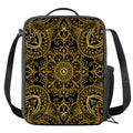 Gold And Black Mandala Print Crossbody Lunch Bag