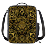 Gold And Black Mandala Print Crossbody Lunch Bag