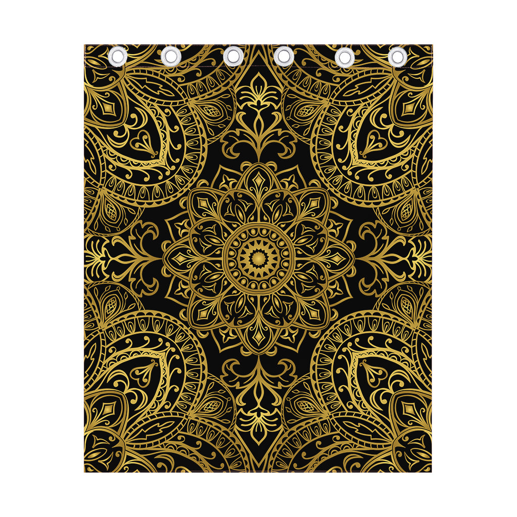 Gold And Black Mandala Print Curtain