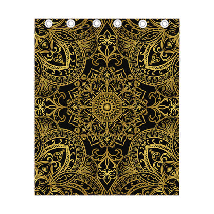 Gold And Black Mandala Print Curtain