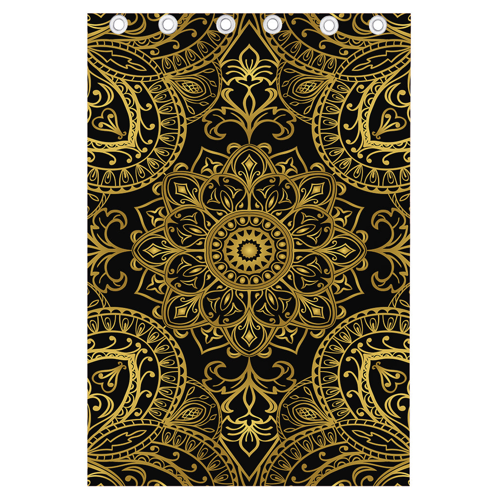 Gold And Black Mandala Print Curtain