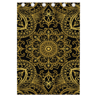 Gold And Black Mandala Print Curtain