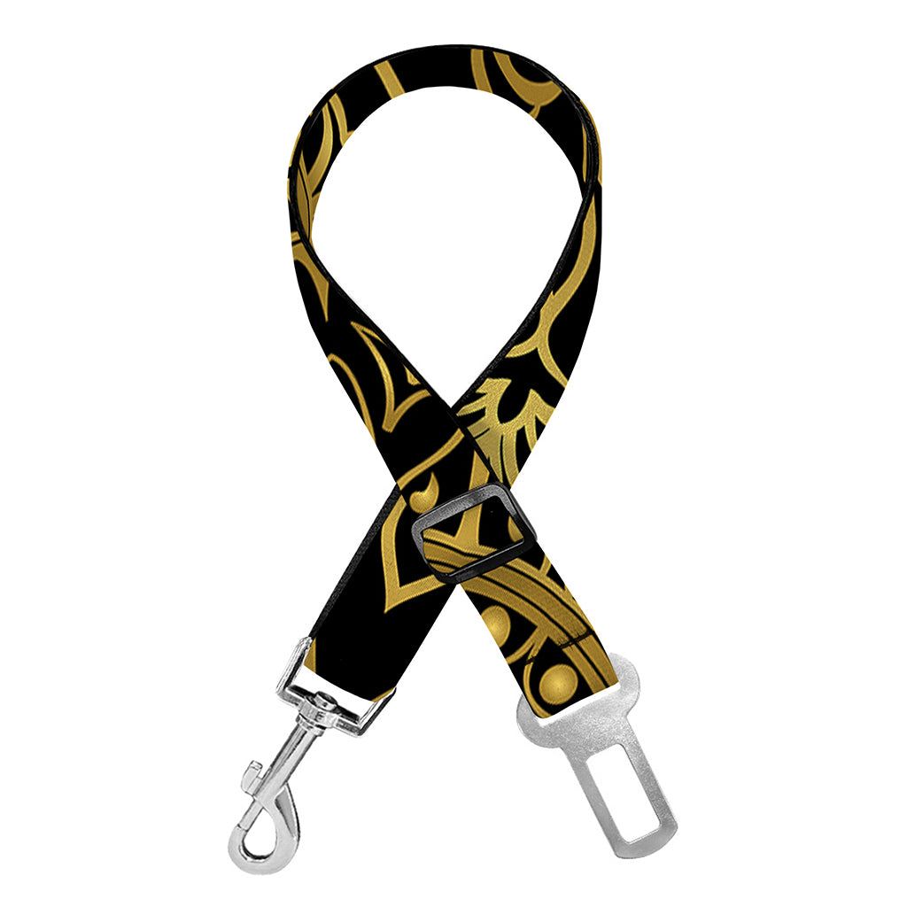 Gold And Black Mandala Print Dog Seat Belt