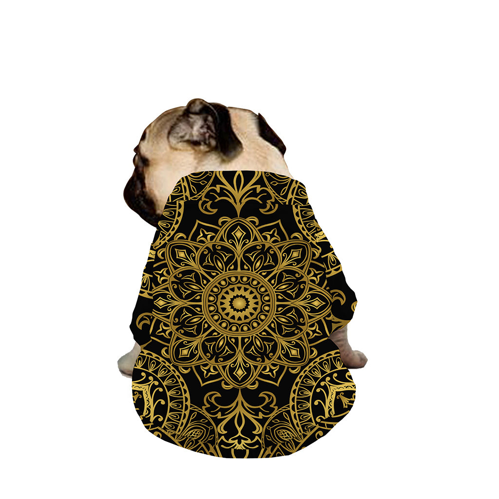 Gold And Black Mandala Print Dog Zip Up Jacket