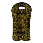 Gold And Black Mandala Print Double Neoprene Wine Tote
