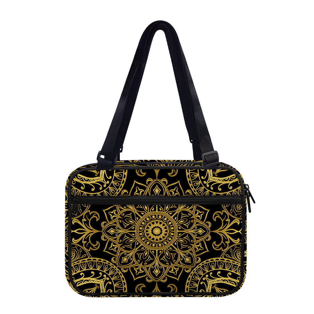 Gold And Black Mandala Print Double Strap Bible Bag