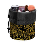 Gold And Black Mandala Print Drawstring Makeup Bag