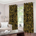 Gold And Black Mandala Print Extra Wide Grommet Curtains