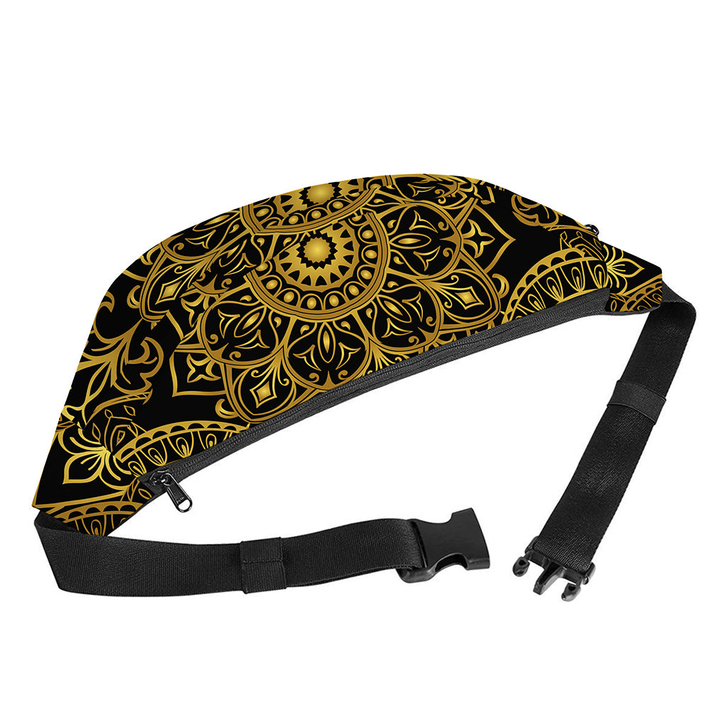 Gold And Black Mandala Print Fanny Pack