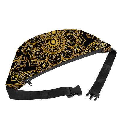 Gold And Black Mandala Print Fanny Pack