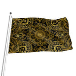 Gold And Black Mandala Print Flag