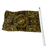Gold And Black Mandala Print Flag