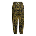 Gold And Black Mandala Print Fleece Lined Knit Pants