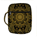 Gold And Black Mandala Print Front Pocket Bible Bag