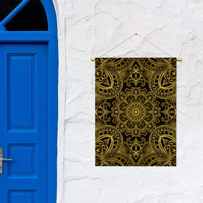 Gold And Black Mandala Print Garden Flag