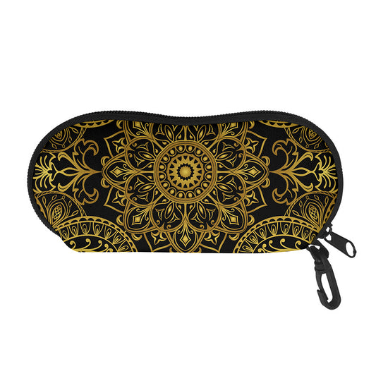 Gold And Black Mandala Print Glasses Case