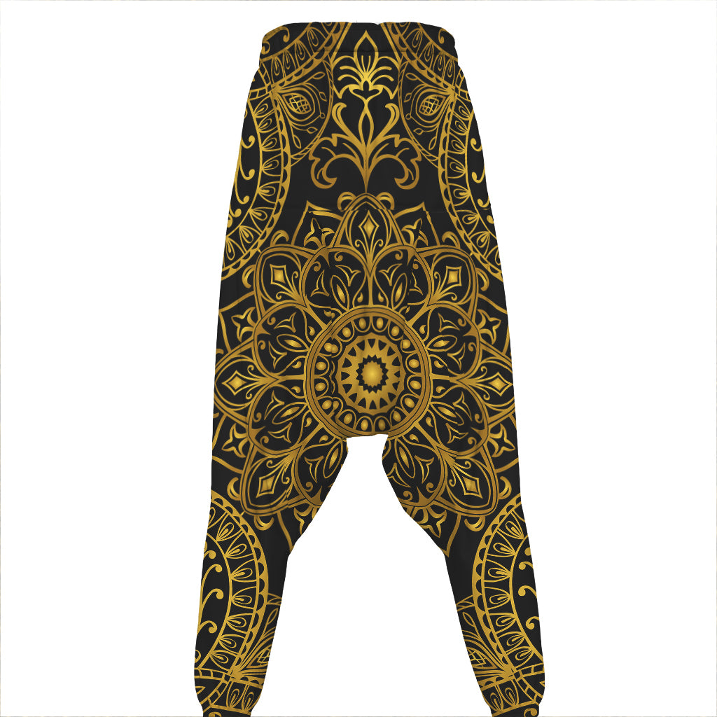 Gold And Black Mandala Print Hammer Pants