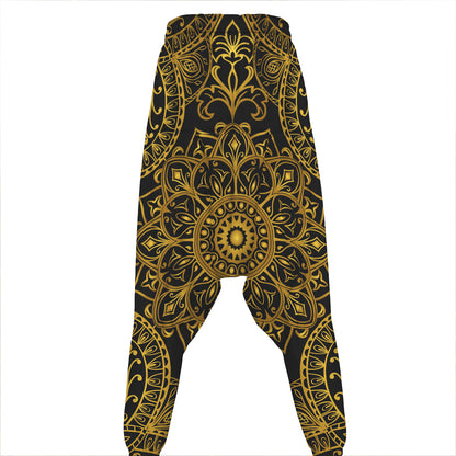 Gold And Black Mandala Print Hammer Pants