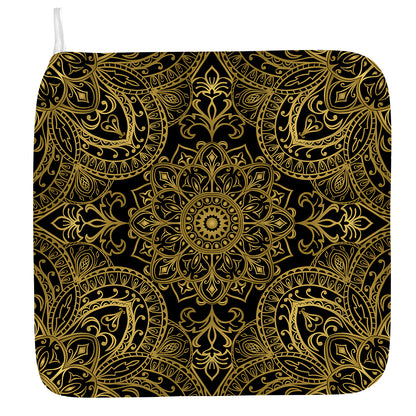 Gold And Black Mandala Print Hand Towel