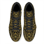 Gold And Black Mandala Print High Top Leather Sneakers