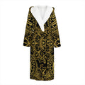 Gold And Black Mandala Print Hooded Bathrobe