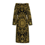 Gold And Black Mandala Print Hooded Bathrobe