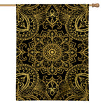 Gold And Black Mandala Print House Flag