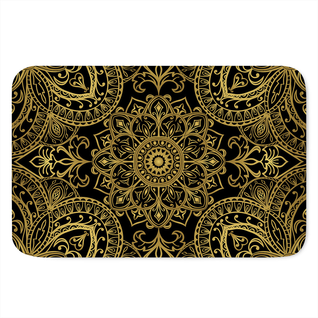 Gold And Black Mandala Print Indoor Door Mat