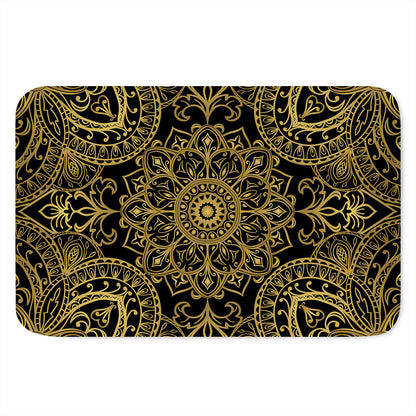 Gold And Black Mandala Print Indoor Door Mat
