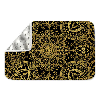 Gold And Black Mandala Print Indoor Door Mat