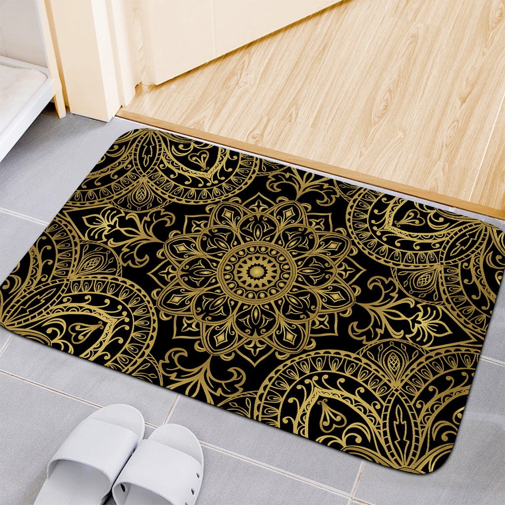 Gold And Black Mandala Print Indoor Door Mat