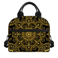 Gold And Black Mandala Print Insulated Lunch Bag