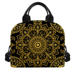 Gold And Black Mandala Print Insulated Lunch Bag