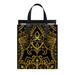 Gold And Black Mandala Print Insulated Lunch Tote