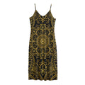 Gold And Black Mandala Print Jersey Midi Cami Dress