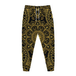Gold And Black Mandala Print Jogger Pants