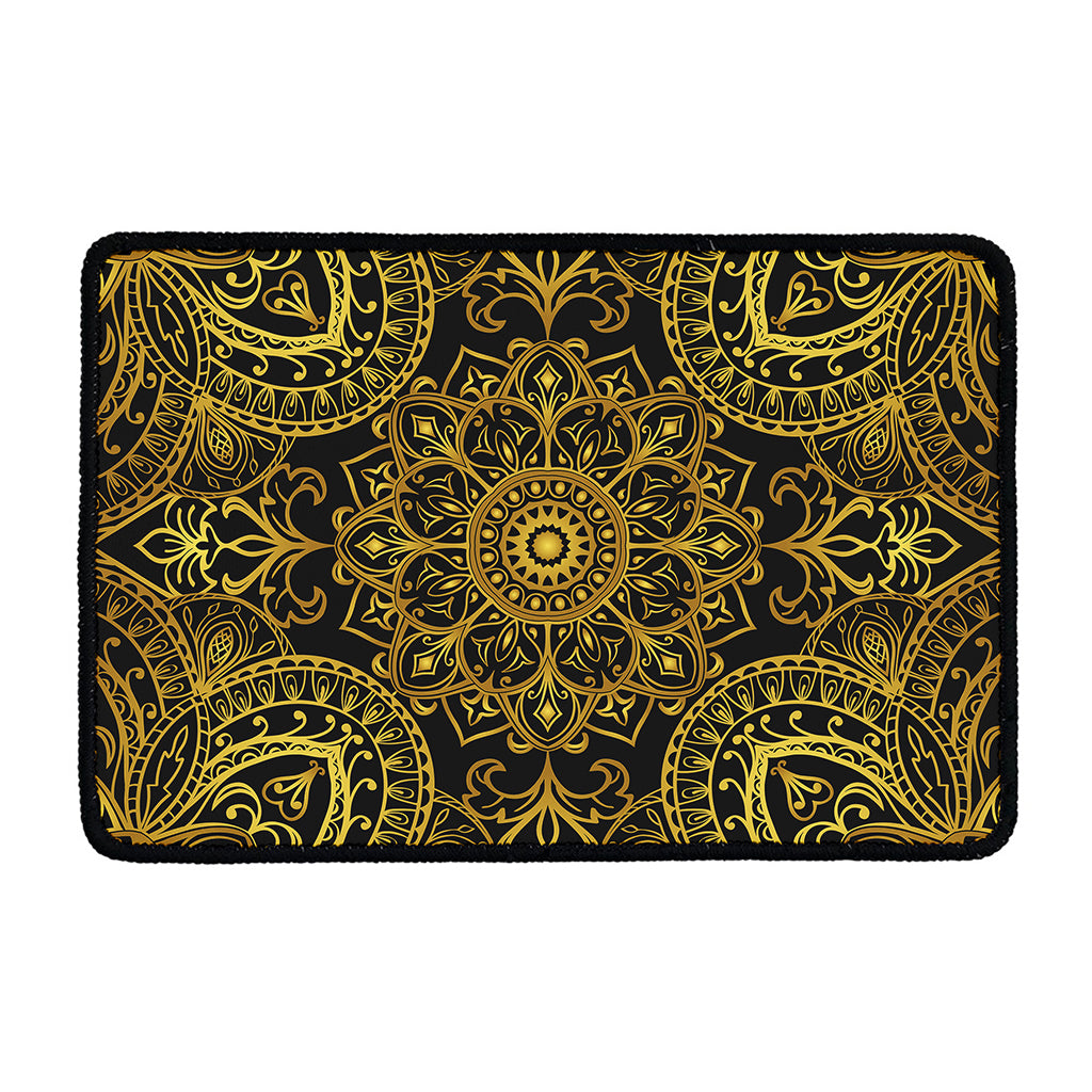 Gold And Black Mandala Print Kitchen Mat