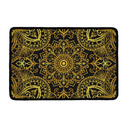 Gold And Black Mandala Print Kitchen Mat