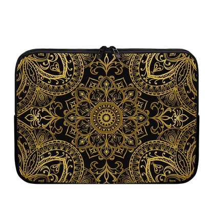 Gold And Black Mandala Print Laptop Sleeve