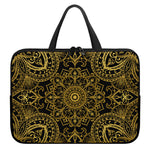 Gold And Black Mandala Print Laptop Sleeve With Handle