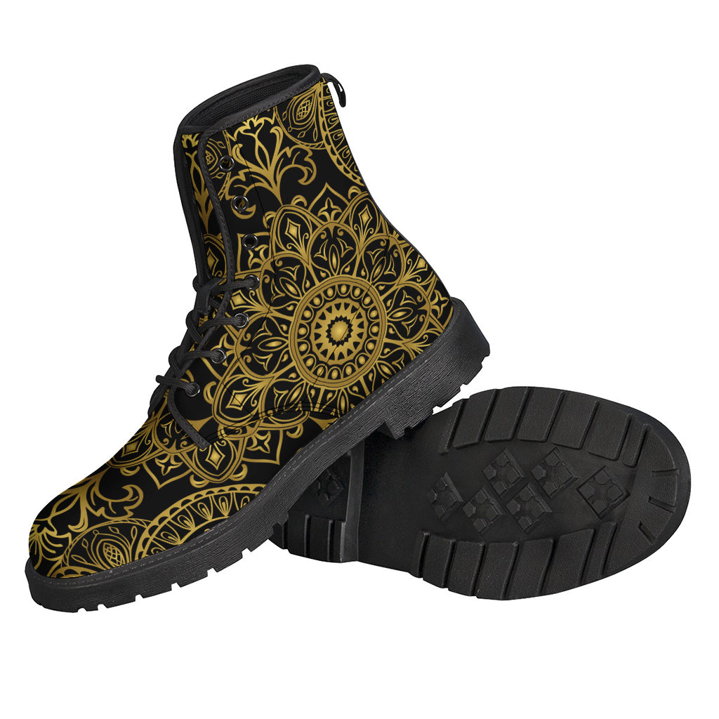 Gold And Black Mandala Print Backpack
