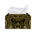 Gold And Black Mandala Print Leather Tissue Box Cover