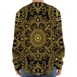 Gold And Black Mandala Print Long Sleeve Baseball Jersey