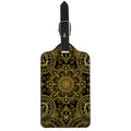 Gold And Black Mandala Print Luggage Tag