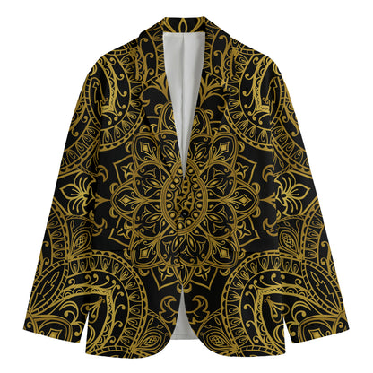 Gold And Black Mandala Print Men's Blazer