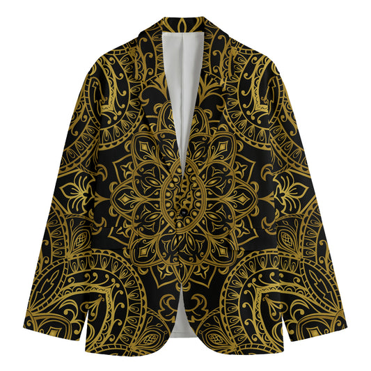 Gold And Black Mandala Print Men's Blazer