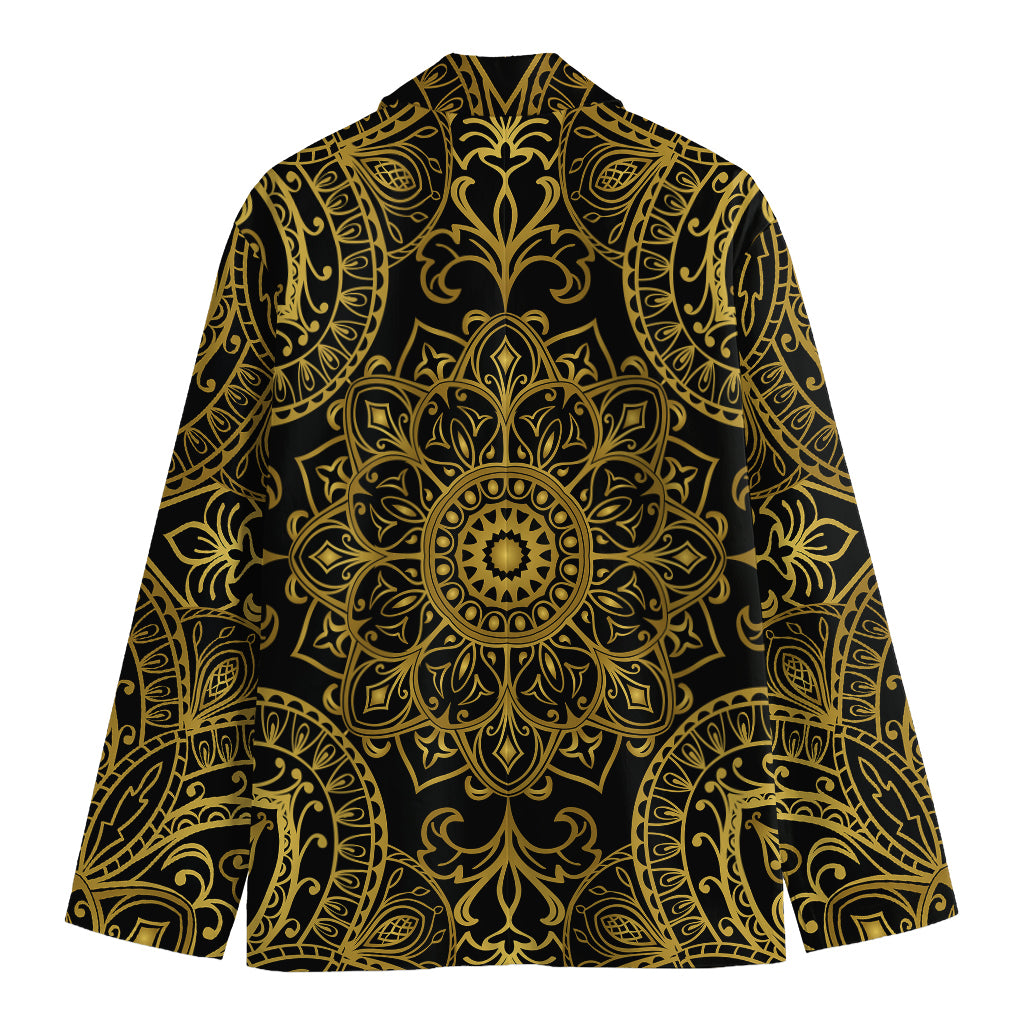 Gold And Black Mandala Print Men's Blazer