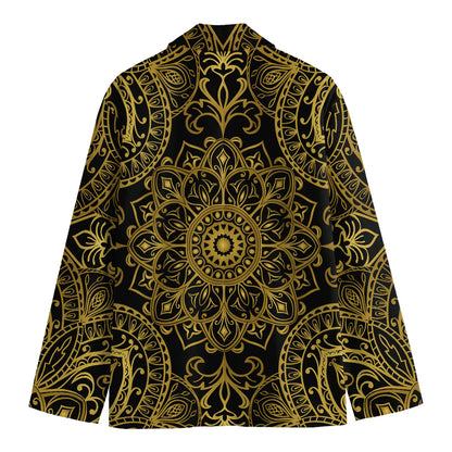 Gold And Black Mandala Print Men's Blazer