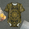 Gold And Black Mandala Print Men's Bodysuit